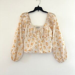 Abercrombie Fitch Floral Babydoll Top Small Smocked Milkmaid Cottagecore Boho